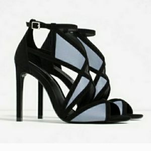 Zara Contrast Wraparound High Heel Sandals